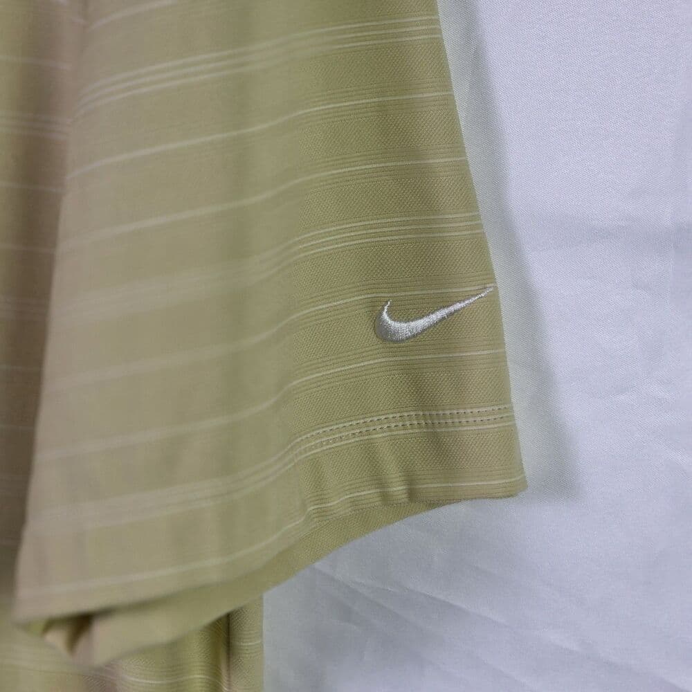 Nike Golf Fit Dry Men's Medium Yellow Striped Short Sleeve Shirt - Thumbnail 2
