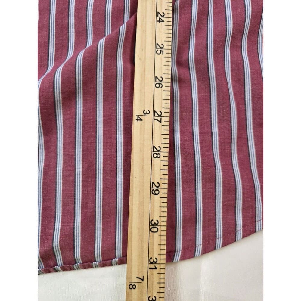 Chaps Men's Easy Care Size Large Maroon Long Sleeve Striped‎ Button Up Shirt - Thumbnail 6