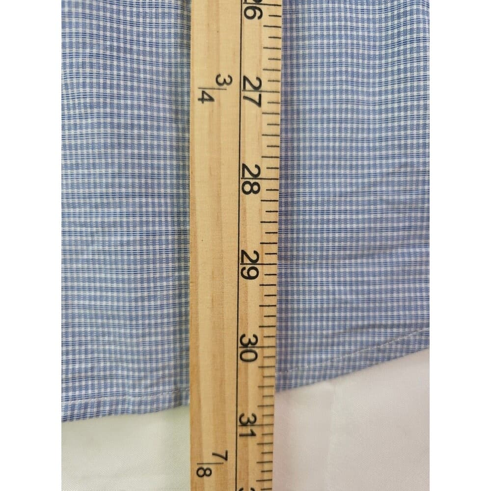 Chaps Men’s Size Medium Poplin Stretch Blue White Checkered Shirt Sleeve‎ Shirt - Thumbnail 6