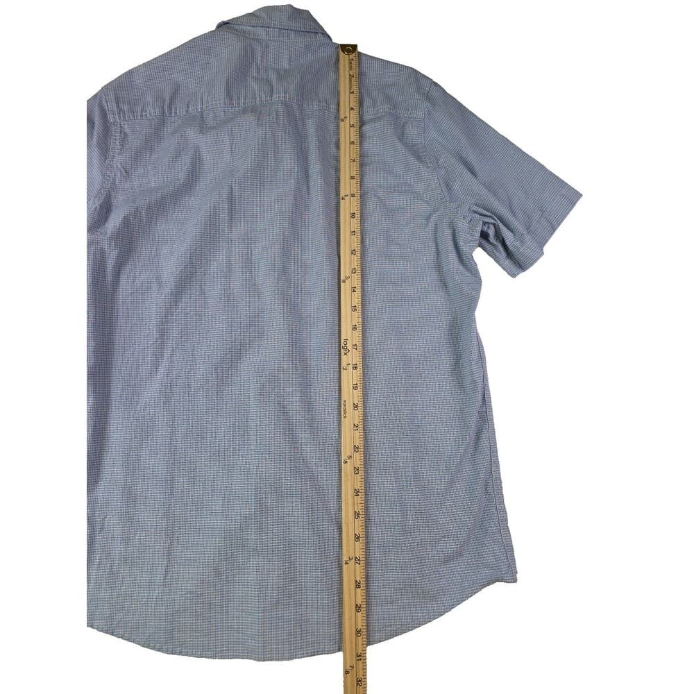 Chaps Men’s Size Medium Poplin Stretch Blue White Checkered Shirt Sleeve‎ Shirt - Thumbnail 5