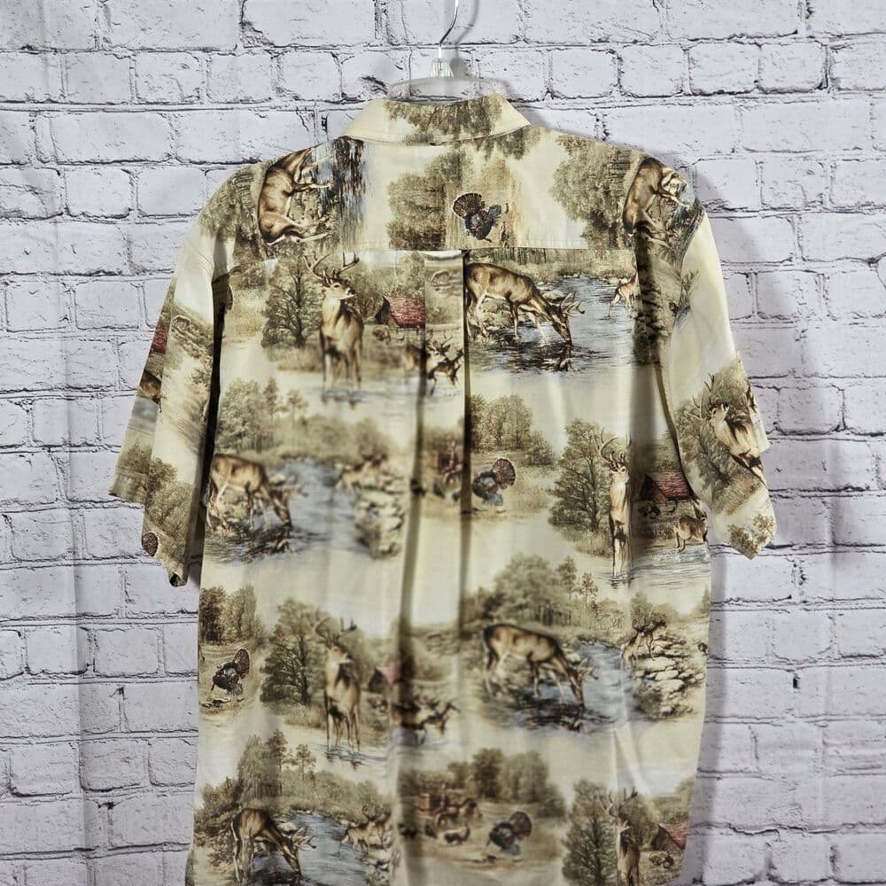 North River Men's XL Deer And Wildlife Print Short Sleeve Button Up Shirt - Thumbnail 7