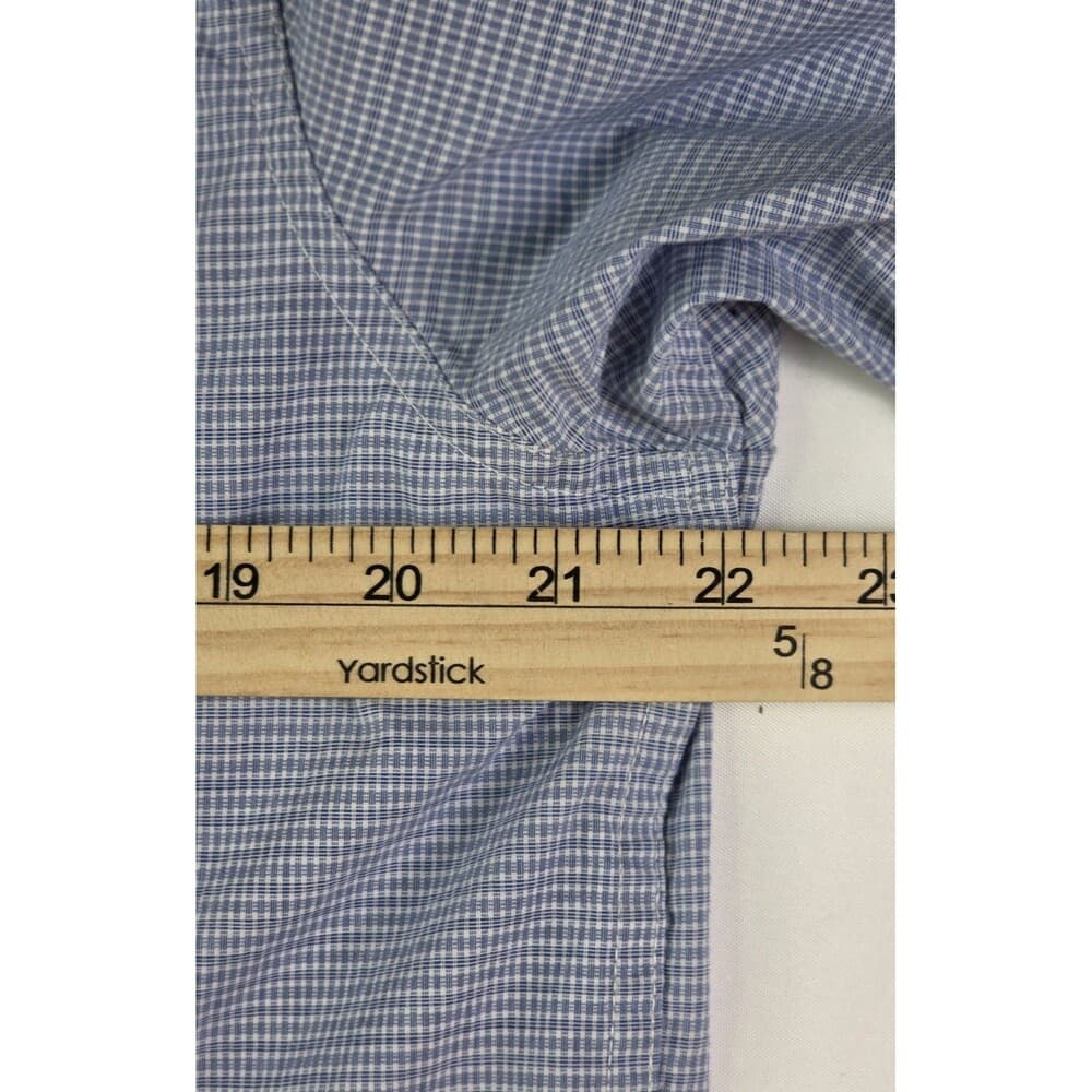 Chaps Men’s Size Medium Poplin Stretch Blue White Checkered Shirt Sleeve‎ Shirt - Thumbnail 4