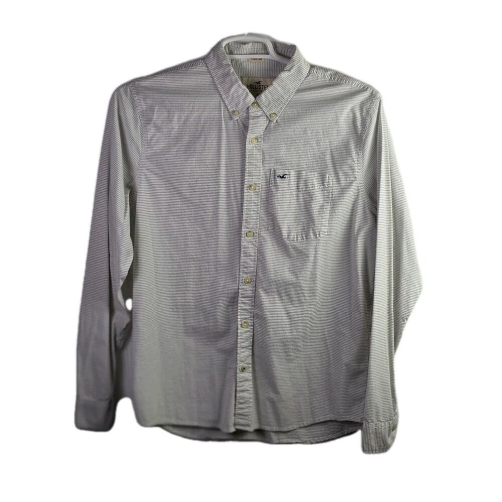 Hollister Shirt Mens Large Blue White‎ Stripe Button Down Long Sleeve Cotton - Thumbnail 7