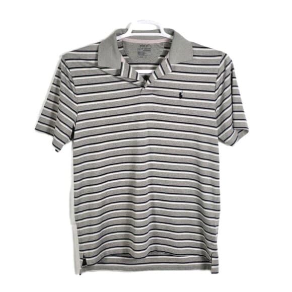 Polo Ralph‎ Lauren Youth XL (18-20) Grey Preformance Stripped Short Sleeve Shirt - Thumbnail 8