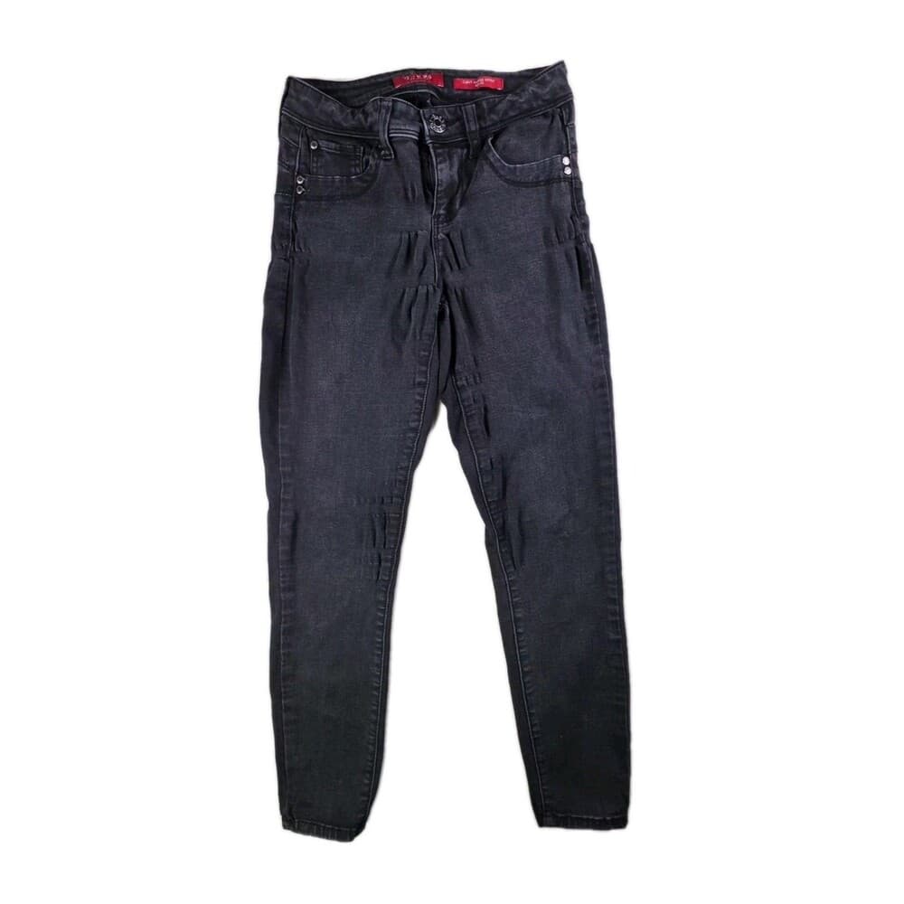 Vintage 90s Guess Women Sz 25 Curvy Mid Rise Skinny Bella‎ Fit Black jeans - Thumbnail 11