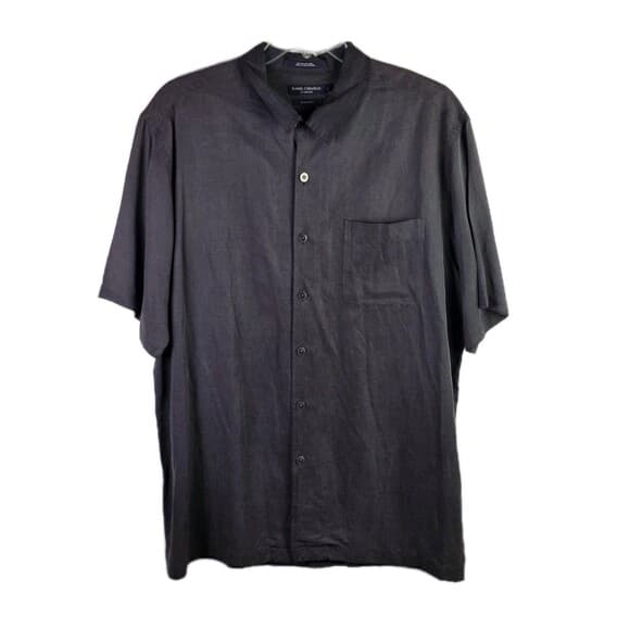 Cremieux Men's XL Gray Silk & Linen Blend Button-Down Shirt - Thumbnail 8