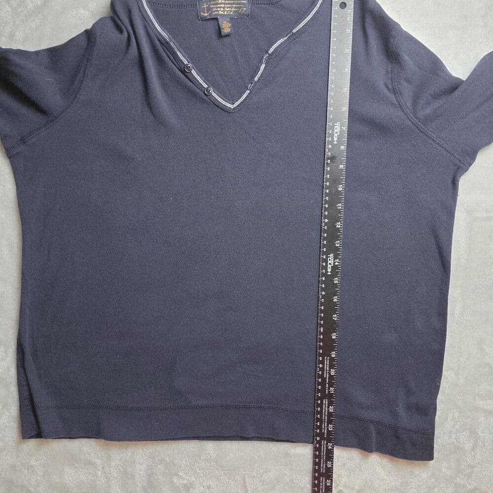 Vintage Polo Ralph Lauren V Neck Sweater 90s Tennis Cable Knit sweatshirt L - Thumbnail 9