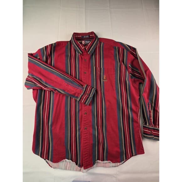 Vtg‎ 90's Chaps Men's XL Colorful Striped Colorblock Button Up Shirt - Thumbnail 9