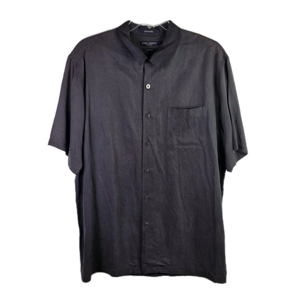 Cremieux Men's XL Gray Silk & Linen Blend Button-Down Shirt - Thumbnail 7