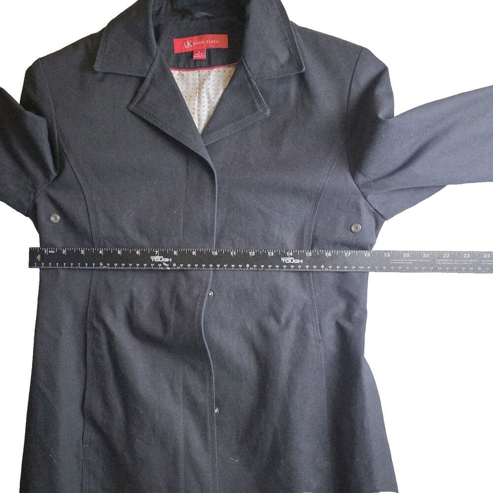 Anne Klein‎ Women's Small Black Cotton Trench Coat - Thumbnail 5