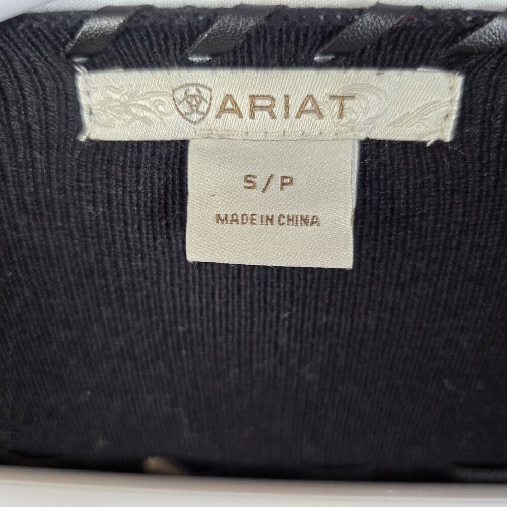 Ariat Trenton Women's Small Black‎ Open Cardigan w/ Black Leather Fringe - Thumbnail 2