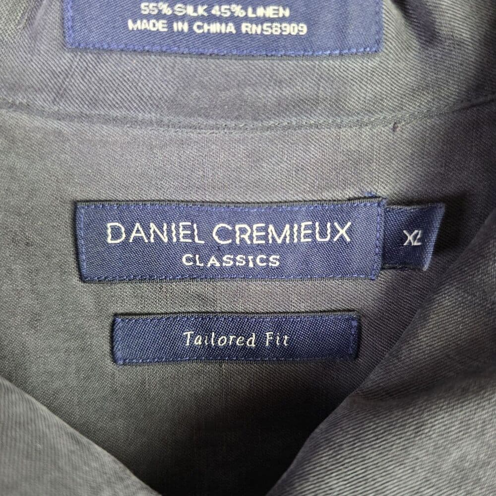 Cremieux Men's XL Gray Silk & Linen Blend Button-Down Shirt - Thumbnail 2