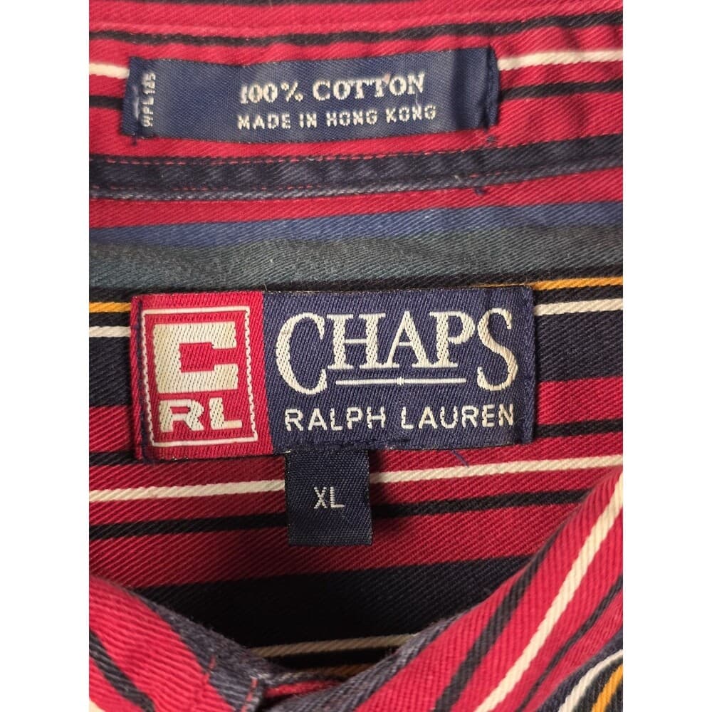 Vtg‎ 90's Chaps Men's XL Colorful Striped Colorblock Button Up Shirt - Thumbnail 2