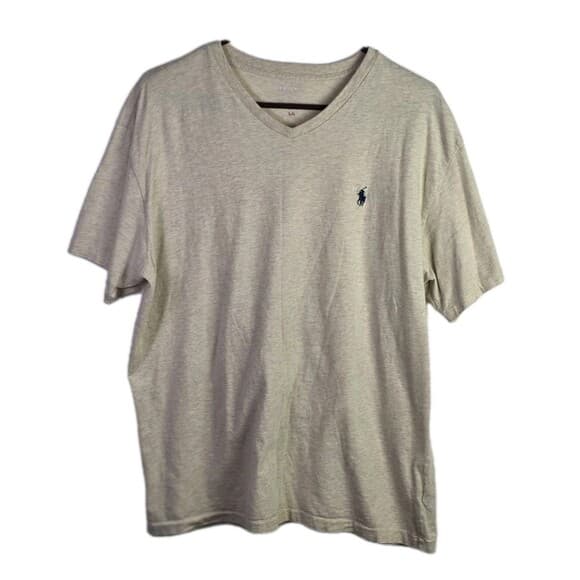 Ralph Lauren Mens Large‎ Cream V-Neck Short Sleeve T-Shirt - Thumbnail 10