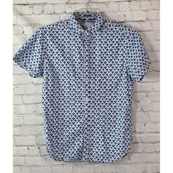 Denim & Flower Men's Small Blue Floral Short Sleeve Shirt - Thumbnail 6