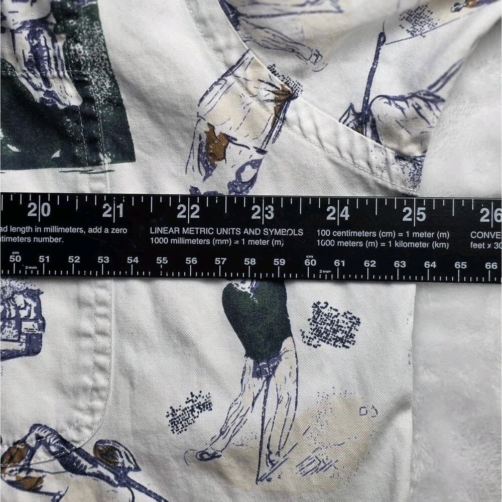 Roundtree & Yorke Men's Large Golf Pattern Button Down Short Sleeve Shirt - Thumbnail 3