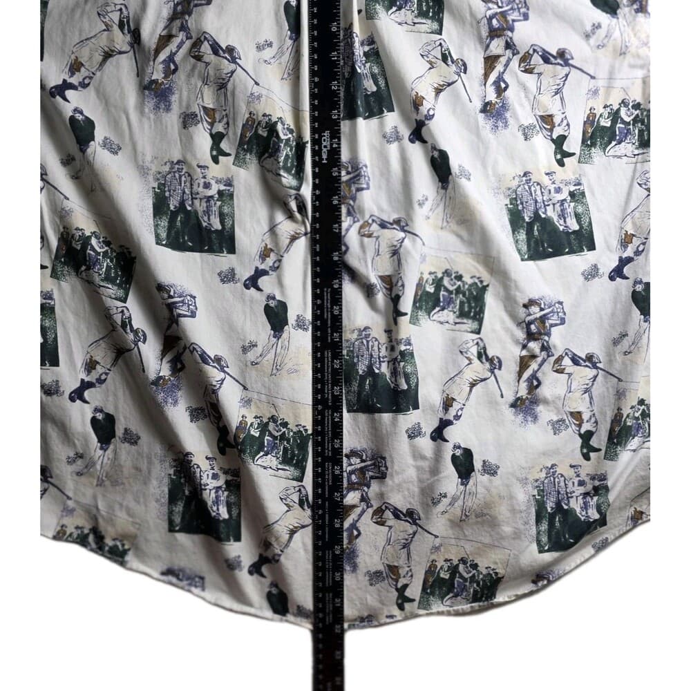 Roundtree & Yorke Men's Large Golf Pattern Button Down Short Sleeve Shirt - Thumbnail 6