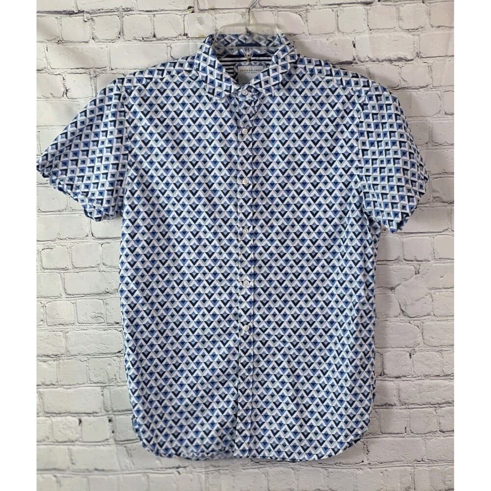 Denim & Flower Men's Small Blue Floral Short Sleeve Shirt - Thumbnail 5