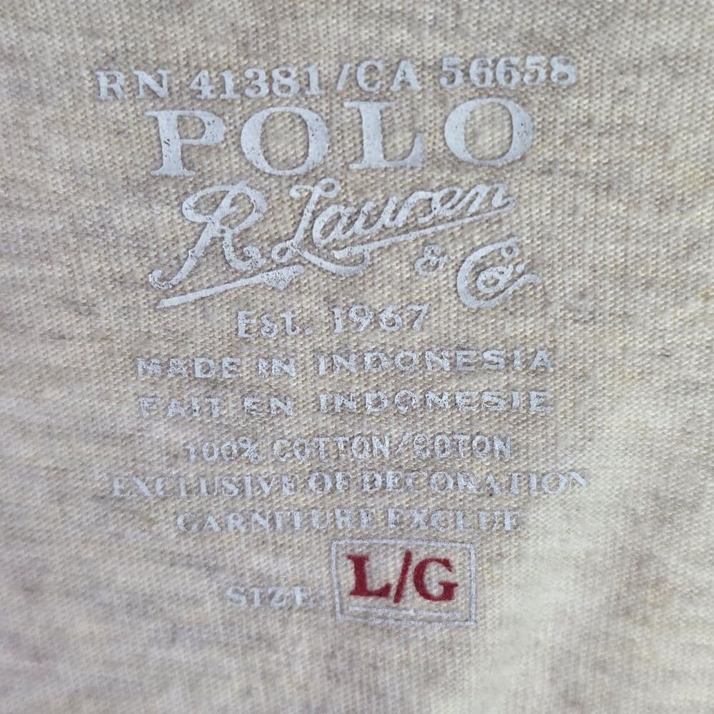 Ralph Lauren Mens Large‎ Cream V-Neck Short Sleeve T-Shirt - Thumbnail 3