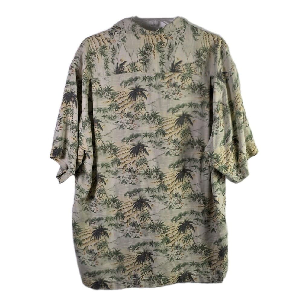 VTG Tommy Bahama Men's Medium 100% Silk Floral Hawaiian Aloha Palm Tree Shirt - Thumbnail 6