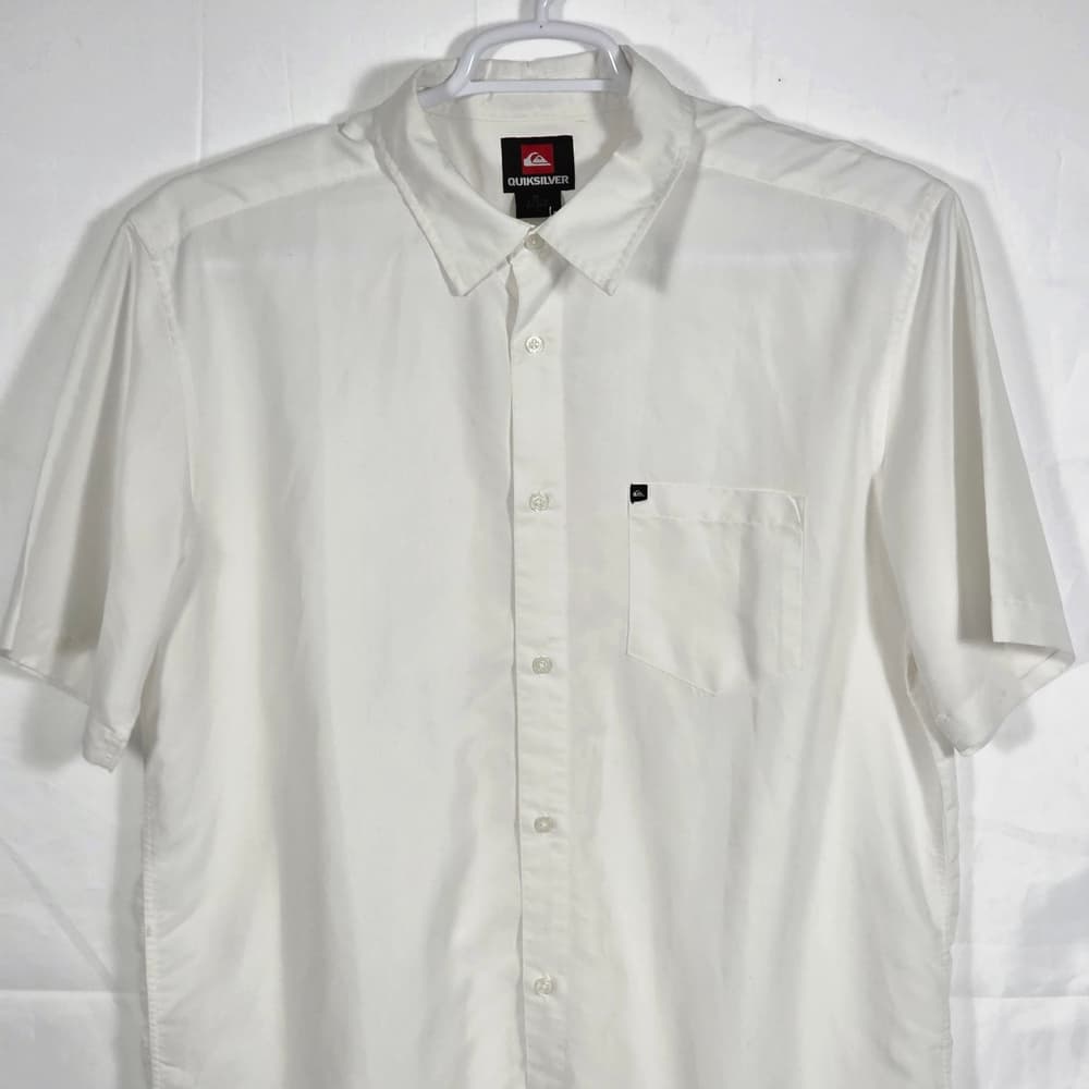 Quiksilver Men's Large White Button Down Shirt - Thumbnail 7