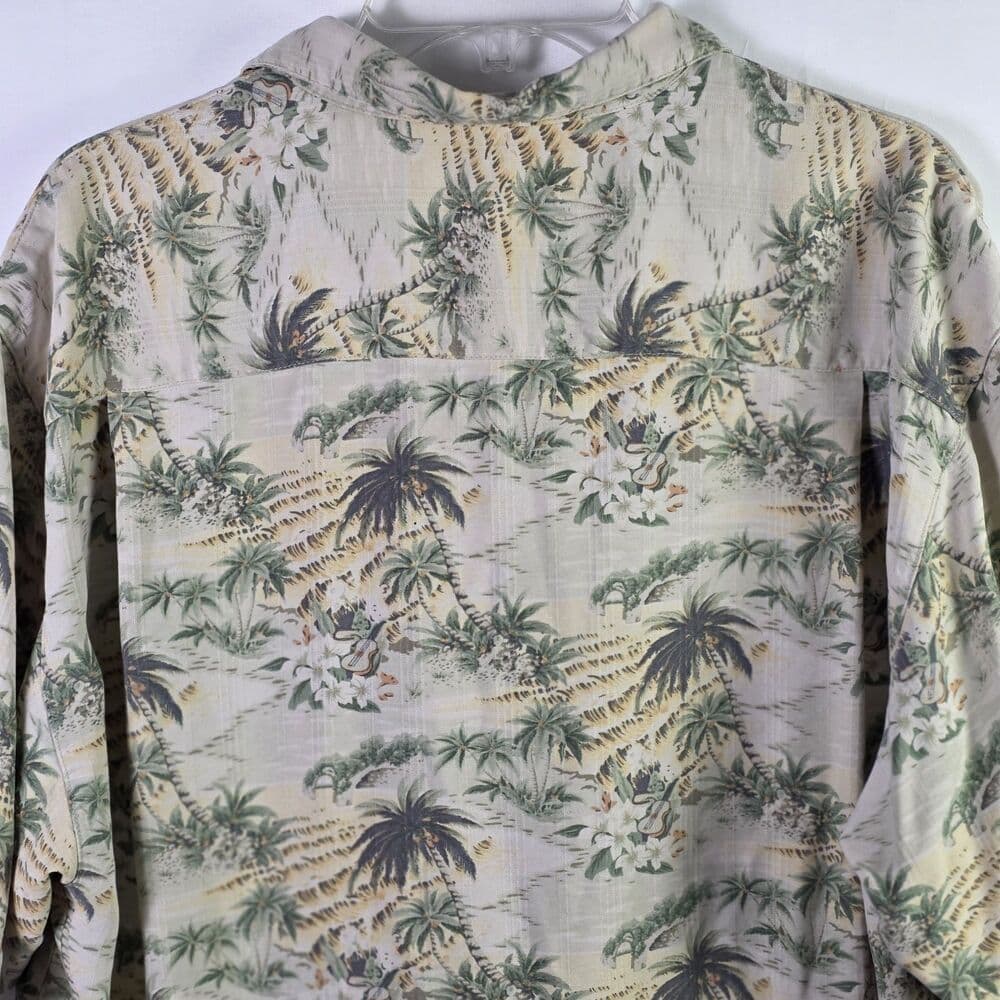 VTG Tommy Bahama Men's Medium 100% Silk Floral Hawaiian Aloha Palm Tree Shirt - Thumbnail 7