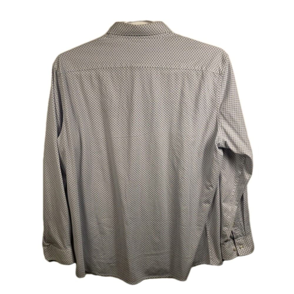 JF Ferrar‎ Men's XL 34-35 Blue & White Hexagon Long Sleeve Shirt - Thumbnail 7