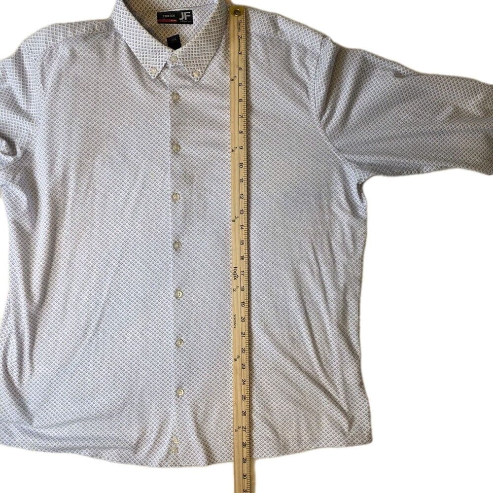 JF Ferrar‎ Men's XL 34-35 Blue & White Hexagon Long Sleeve Shirt - Thumbnail 5