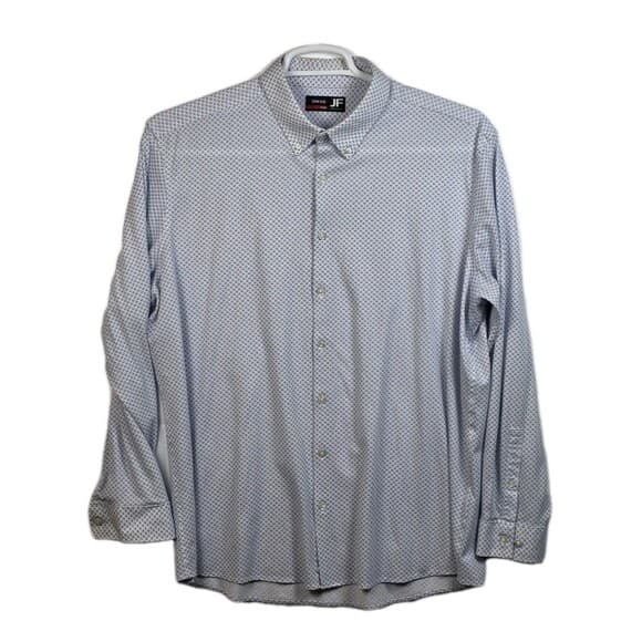 JF Ferrar‎ Men's XL 34-35 Blue & White Hexagon Long Sleeve Shirt - Thumbnail 9