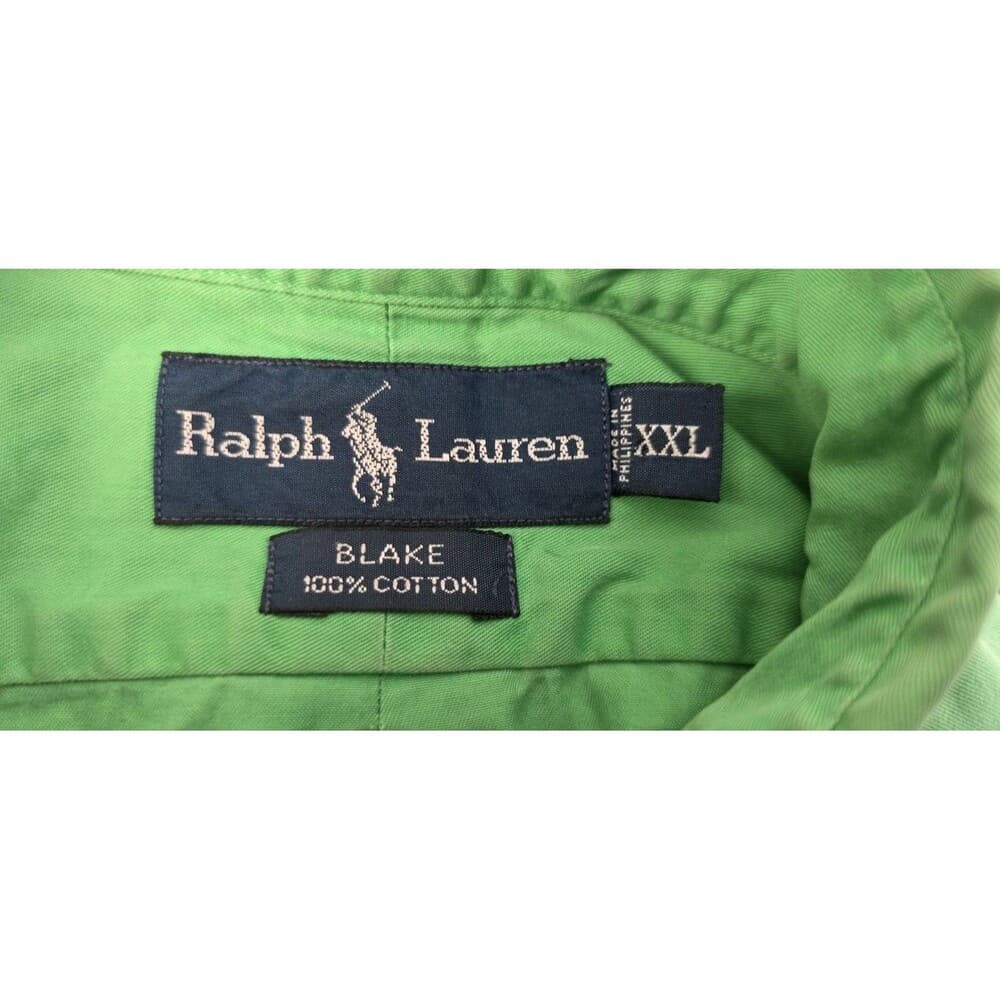 Vintage Ralph Lauren Men's XXL Blake Green Short Sleeve Button Up Shirt - Thumbnail 3