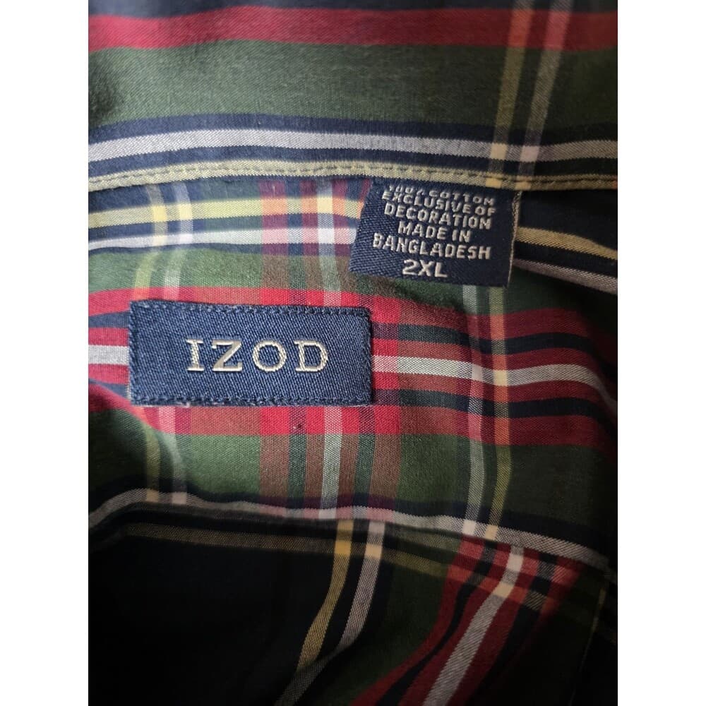 IZOD Men's XXL Multicolored Plaid Button Up Long Sleeve Shirt‎ - Thumbnail 3