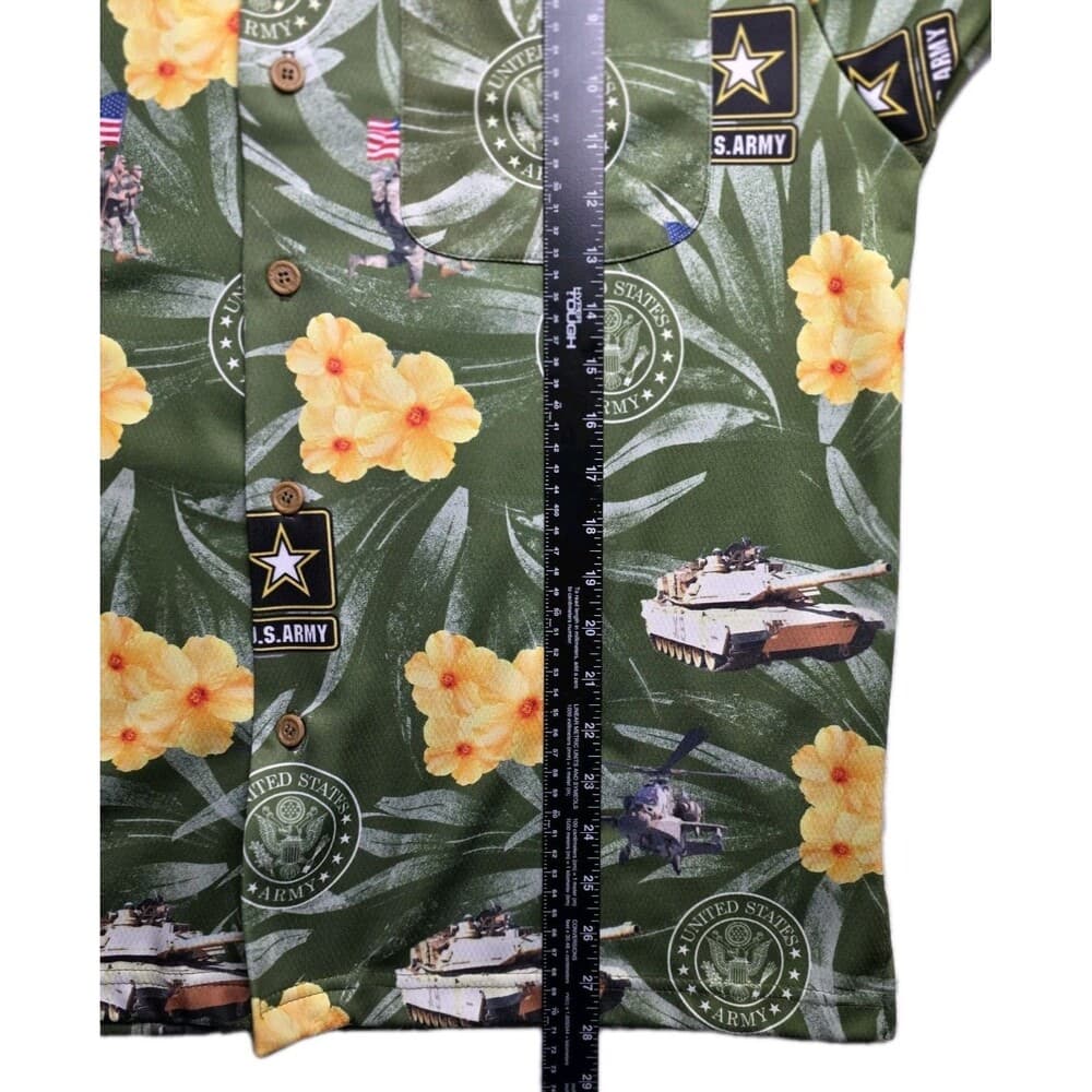 United States Military Men's Medium Hawaiian Floral Short Sleeve Shirt - Thumbnail 9