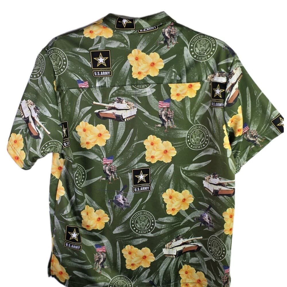 United States Military Men's Medium Hawaiian Floral Short Sleeve Shirt - Thumbnail 8