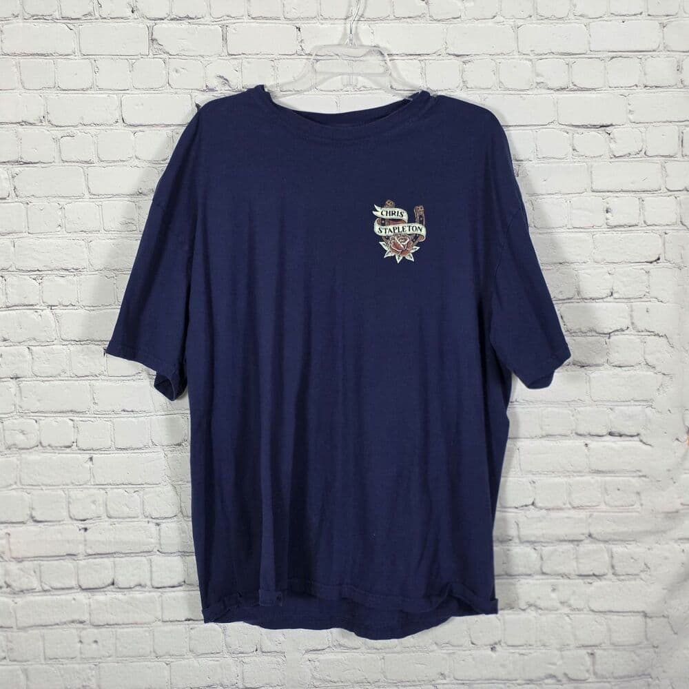 Chris Stapleton Men's XXL Blue White Horse Double Sided T Shirt - Thumbnail 7
