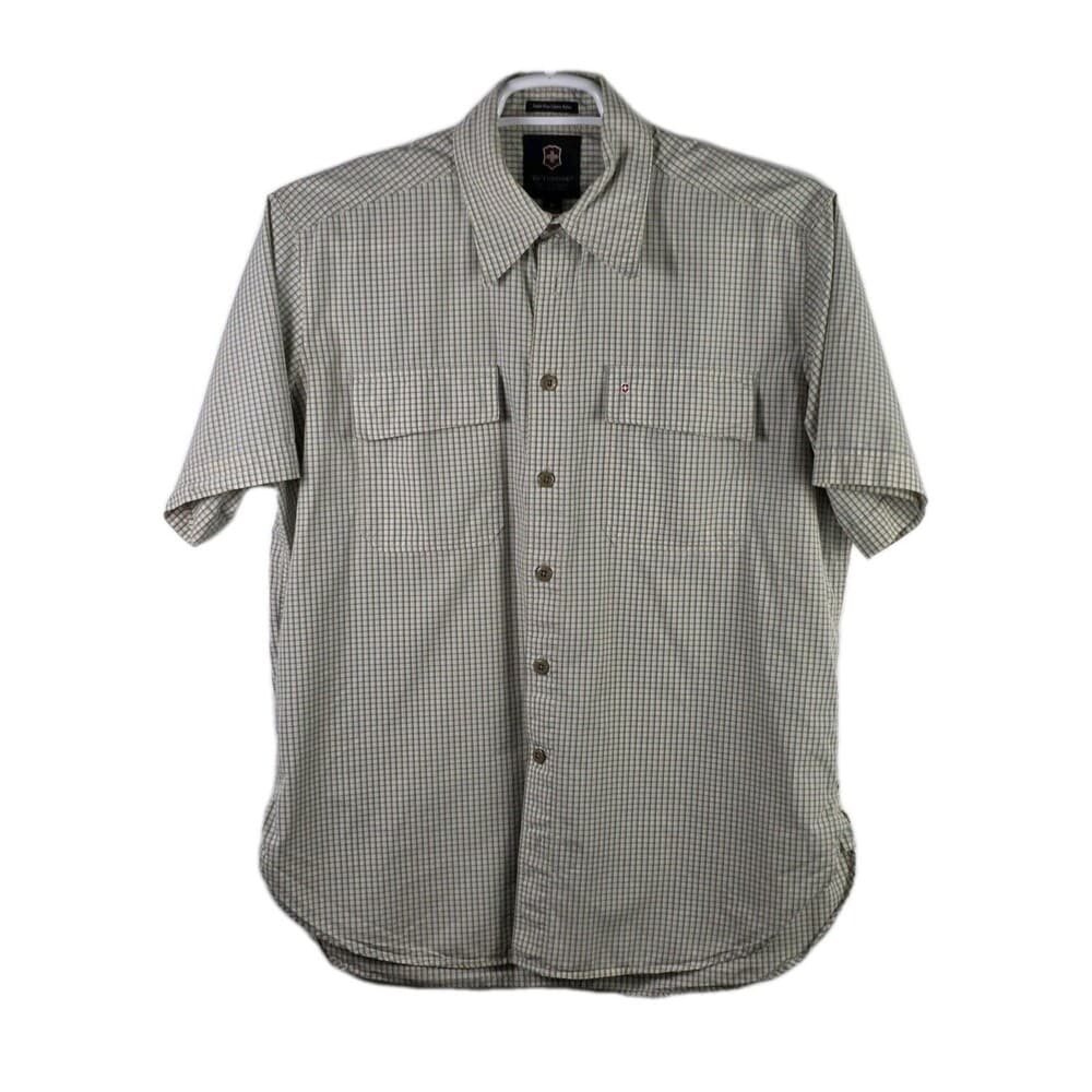 Victorinox Swiss Army Knife Men's Medium Button Down Plaid Short Sleeve Shirt - Thumbnail 8