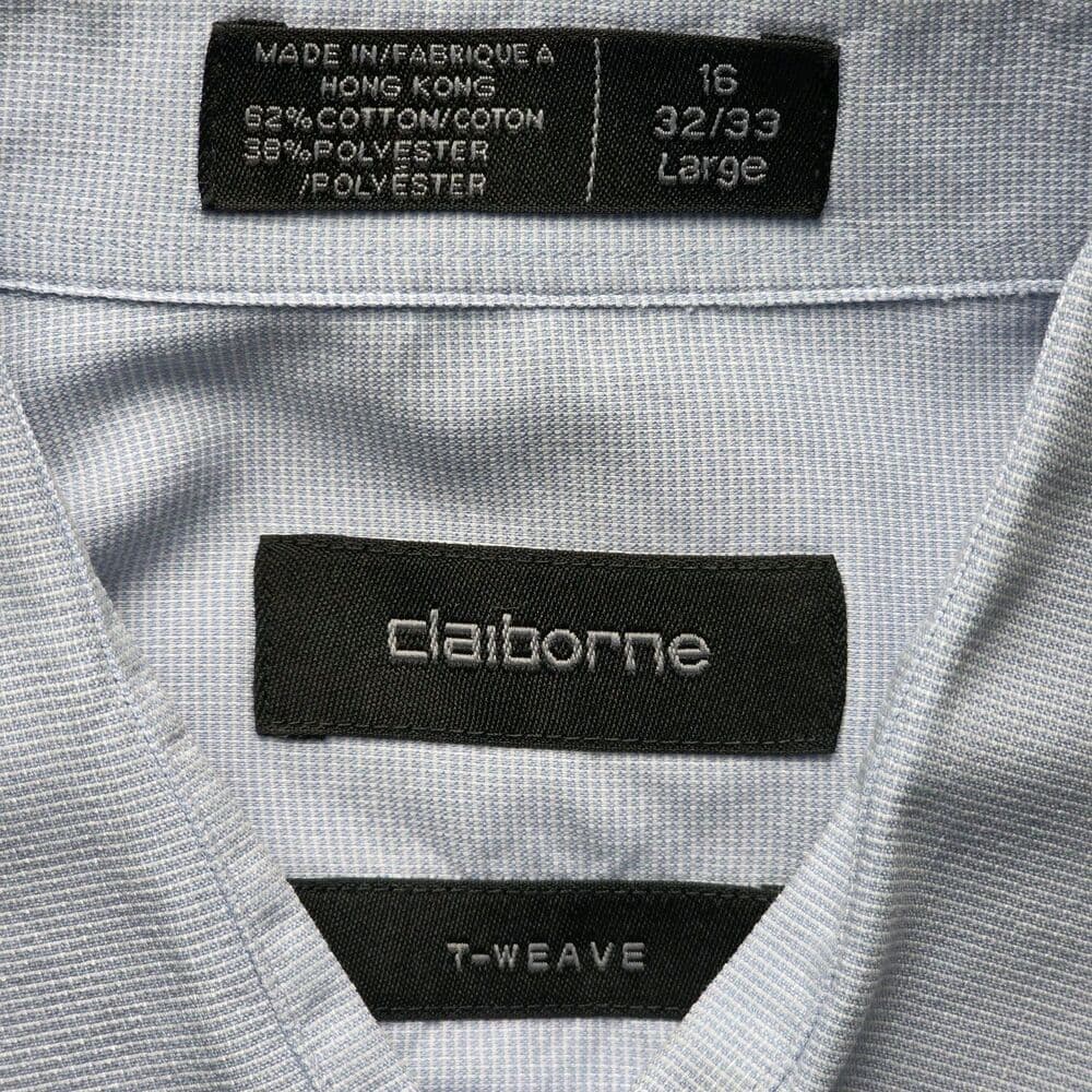 Liz Claiborne Men's Large 16- 32/33 Light Blue Long Sleeve Button Up Shirt‎ - Thumbnail 2