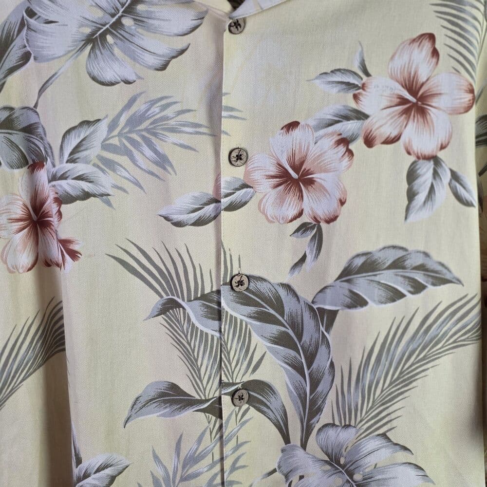 Caribbean Joe Men's Large Silk Blend Hawai Tropical Short Sleeve Shirt - Thumbnail 2