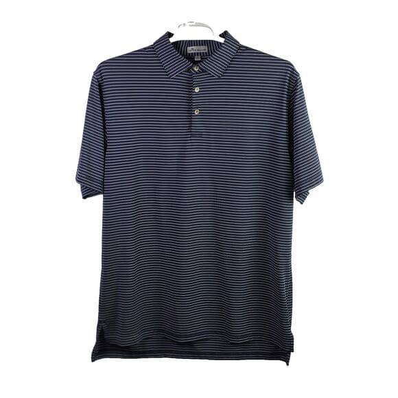 Peter Millar Men's‎ Large Blue Striped Delmar CC Short Sleeve Golf Polo Shirt - Thumbnail 11