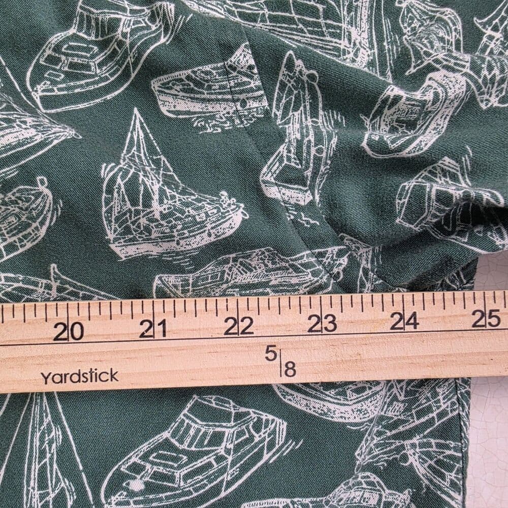 Roundtree‎ & Yorke Men's Large Green Boat Designs Short Sleeve Button Up Shirt - Thumbnail 4