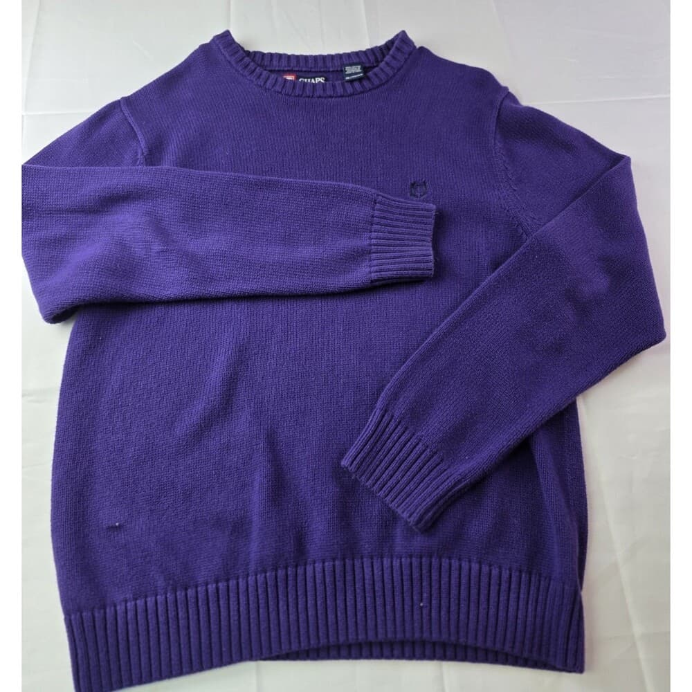 Vintage CHAPS Men’s XL Purple Cable Knit Sweater‎ - Thumbnail 9