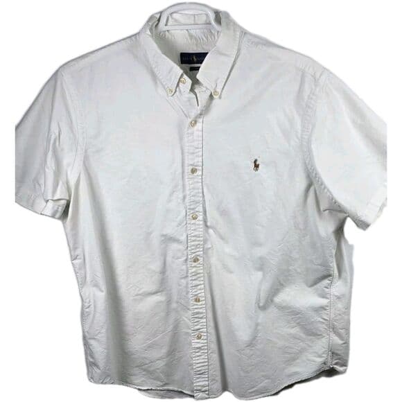 Polo Ralph‎ Lauren Men's XXL TTG White Short Sleeve Dress Shirt - Thumbnail 12
