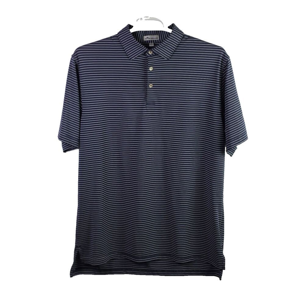 Peter Millar Men's‎ Large Blue Striped Delmar CC Short Sleeve Golf Polo Shirt - Thumbnail 10