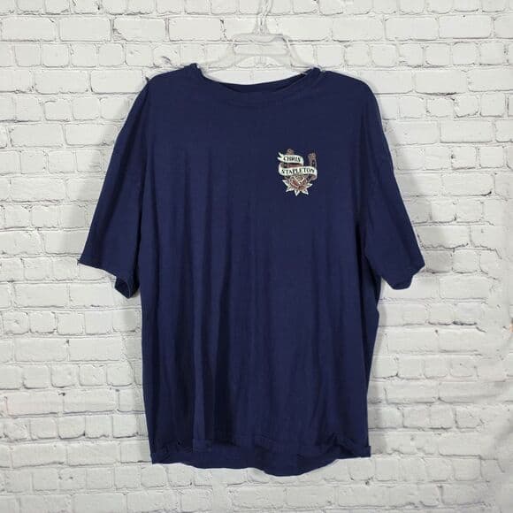 Chris Stapleton Men's XXL Blue White Horse Double Sided T Shirt - Thumbnail 8