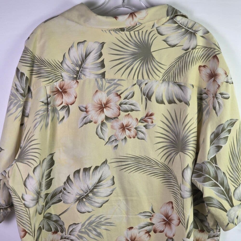 Caribbean Joe Men's Large Silk Blend Hawai Tropical Short Sleeve Shirt - Thumbnail 8