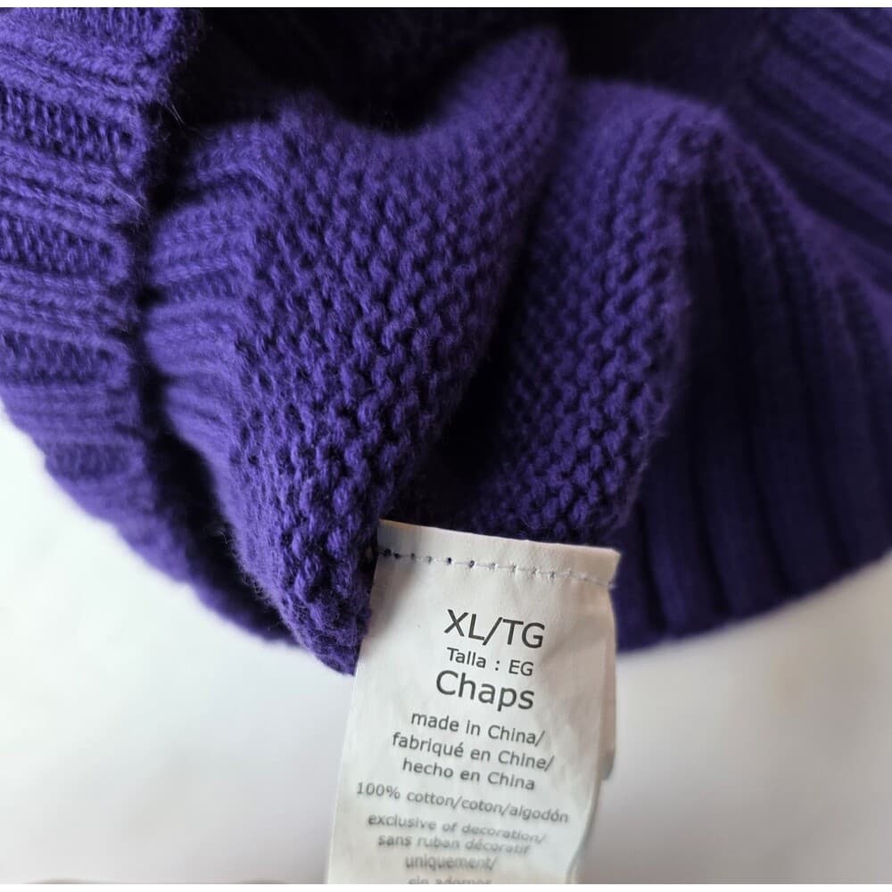Vintage CHAPS Men’s XL Purple Cable Knit Sweater‎ - Thumbnail 5