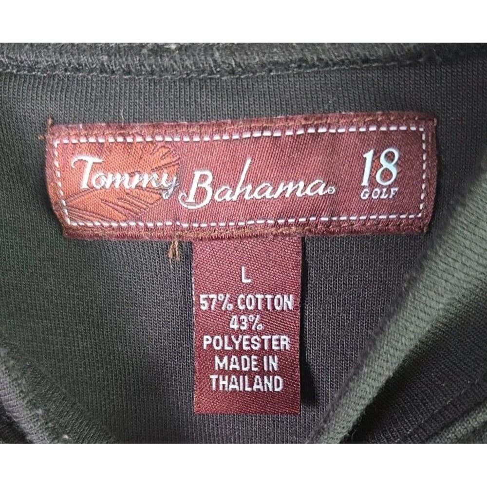 Tommy Bahama Men’s Large Black Cotton Blend Short Sleeve Polo Shirt - Thumbnail 2