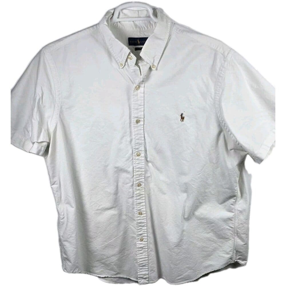 Polo Ralph‎ Lauren Men's XXL TTG White Short Sleeve Dress Shirt - Thumbnail 11