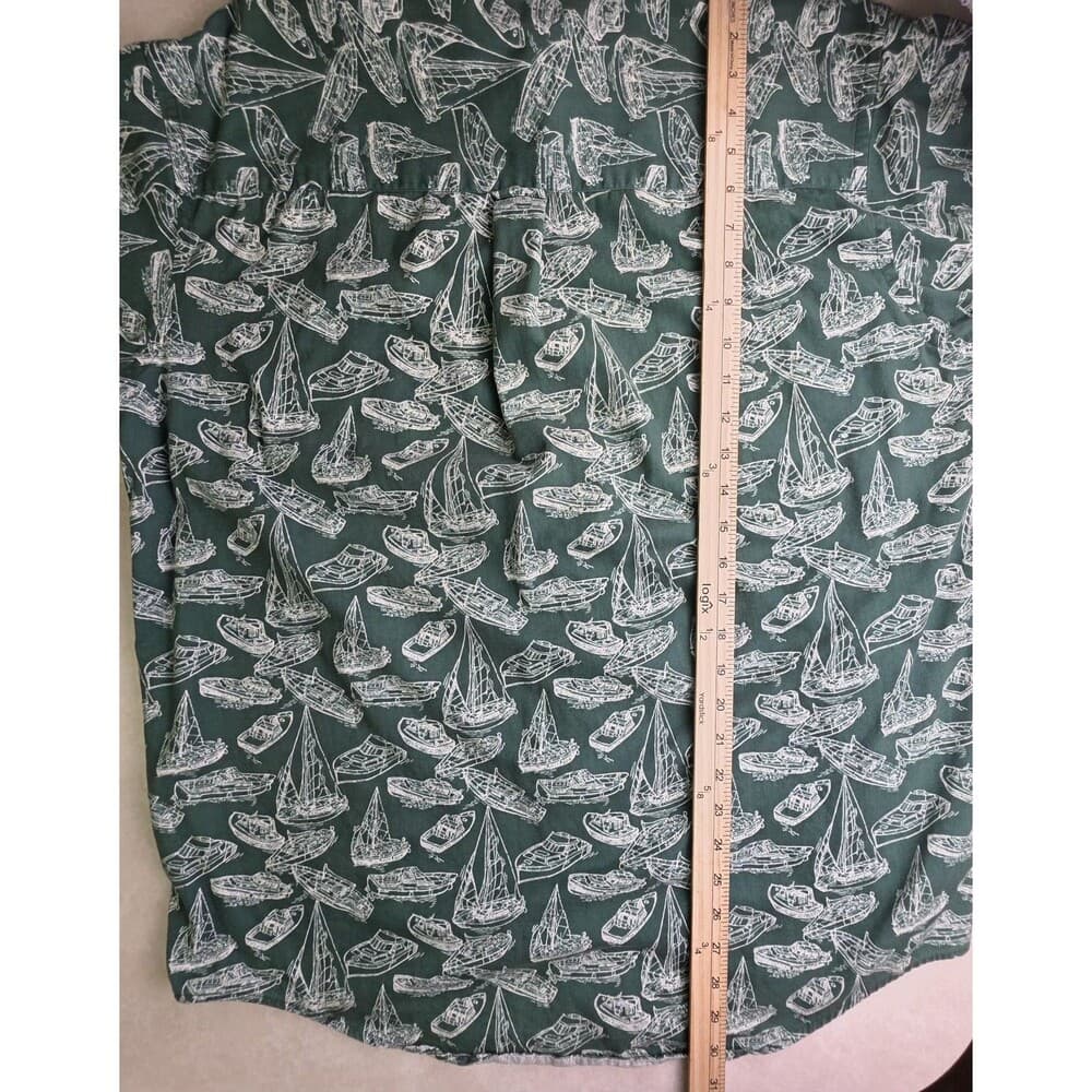 Roundtree‎ & Yorke Men's Large Green Boat Designs Short Sleeve Button Up Shirt - Thumbnail 7