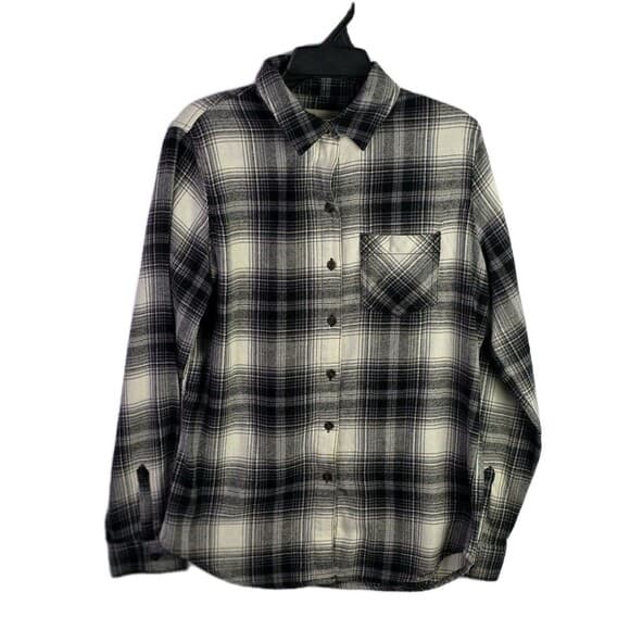 Northeast Outfitters Women's Small Gray & Black‎ Flannel Long Sleeve Button Down - Thumbnail 9