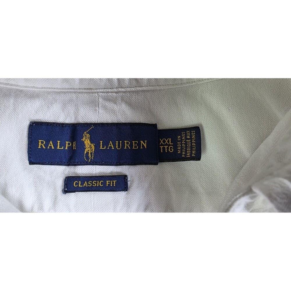 Polo Ralph‎ Lauren Men's XXL TTG White Short Sleeve Dress Shirt - Thumbnail 2